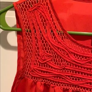 Petticoat Alley Tops - Orange Crochet Detail Sleeveless Top Petticoat Alley Tops - Orange Crochet Detail Sleeveless Top